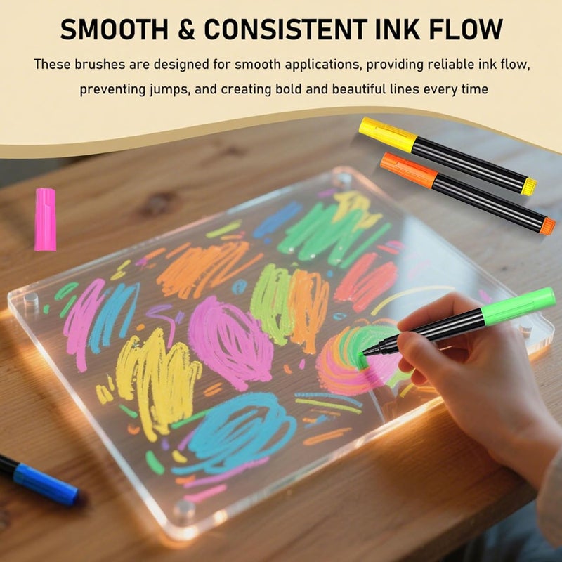 Unicelucky 12-Color Markers for LED Note Board with Colors, Compatible with Reusable Doodle Book, Light-Up Acrylic Message Boards,and LED Writing Boards, Neon Markers Erasable Pens (12) - Image 2